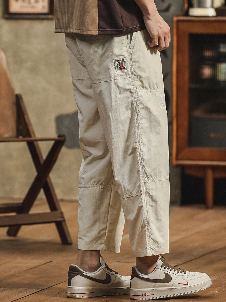 

Spring Summer Men's Casual Loose Straight Leg Trousers Trendy American Retro Wide Leg Harem Workwear Pants Faionable