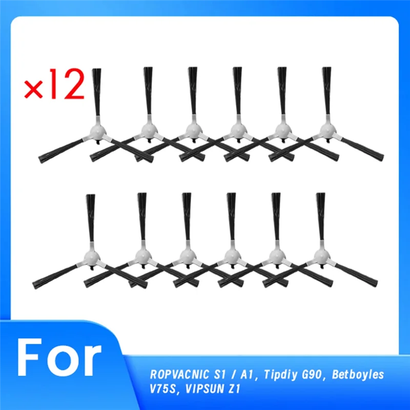 مجموعة فرش جانبية بديلة AB43-12 قطعة لأجزاء المكنسة الكهربائية ROPVACNIC S1 / A1، Tipdiy G90، Betboyles V75S، VIPSUN Z1
