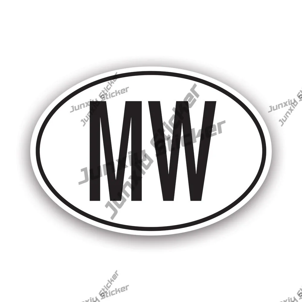 

Malawi Mw Country Code Sticker Bodywork Windshield Decoration Decal Malawian Oval Scratch-proof Exterior Reflective Sunscreen