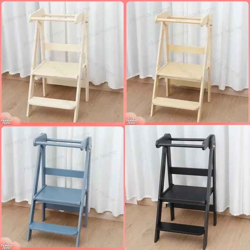 Foldable Baby Step Stool Adjustable Climbing Ladder for Kids Toddlers Nursery Kitchen Bathroom Multi-Height Footstool