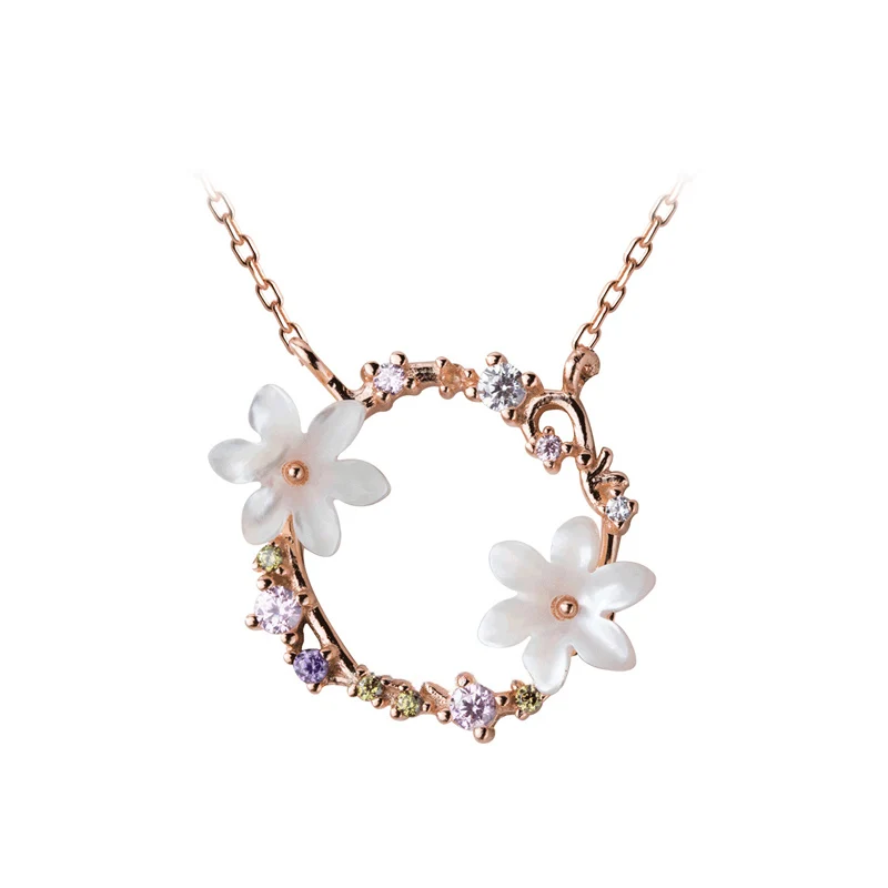 Modian New Arrival Real 925 Sterling Silver Ceramics Enamel Charm Rose Gold Color Necklace Pendants For Women S925 Fine Jewelry