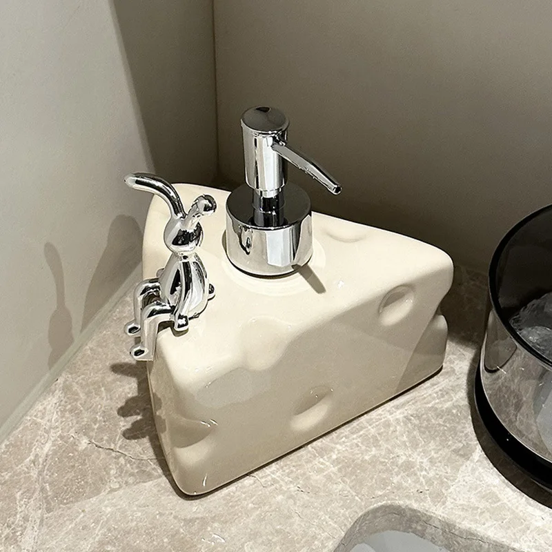 Creative Ceramic Cheese Soap Dispenser Household Hand Sanitizer Bottle Bathroom Shower Gel Emulsion Bottle Bathroom Decoration