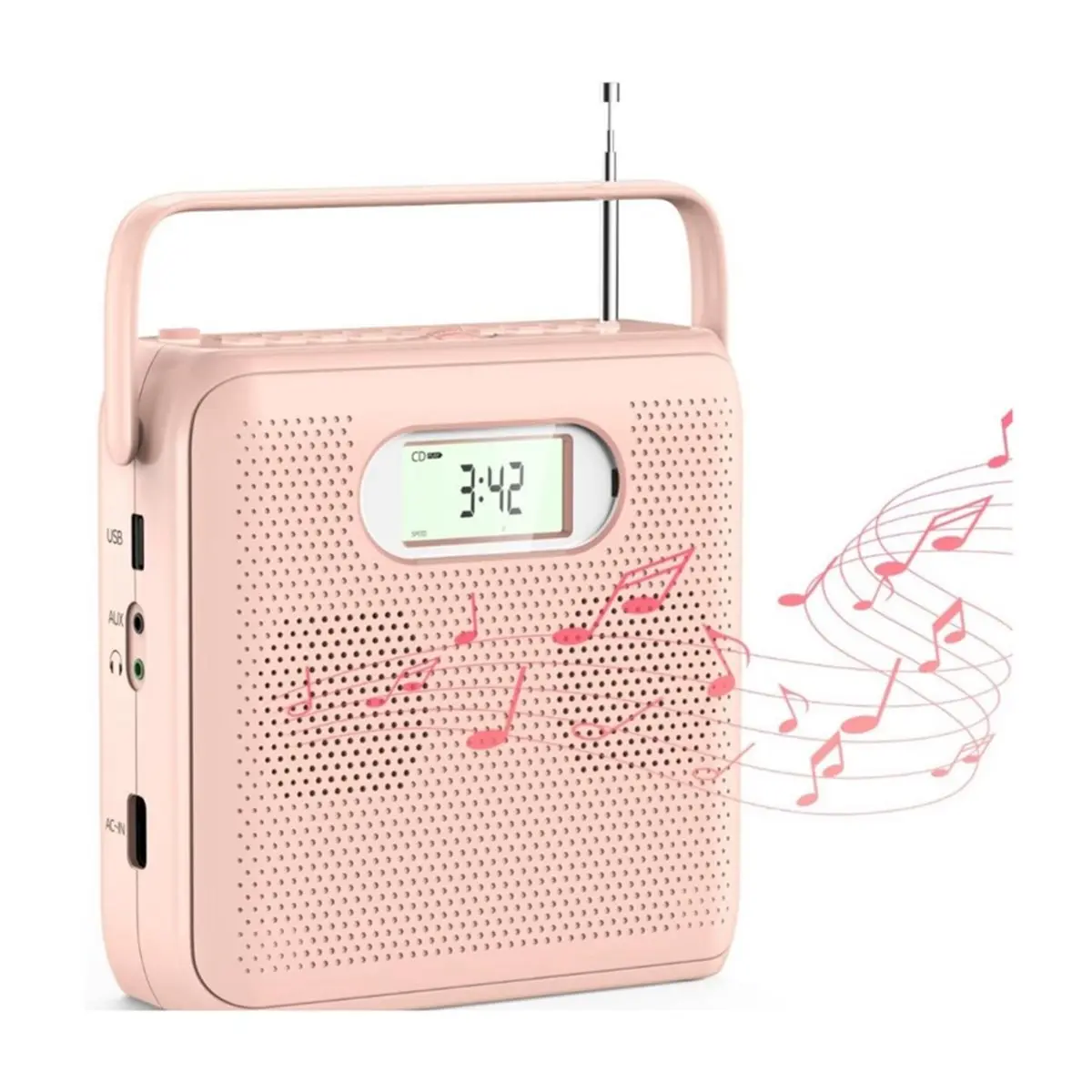 Happy New-  Portable Bluetooth CD Player CD Cassette Player Recording and Playback Machine for Home Outdoor MP3 CD Player-US Plu