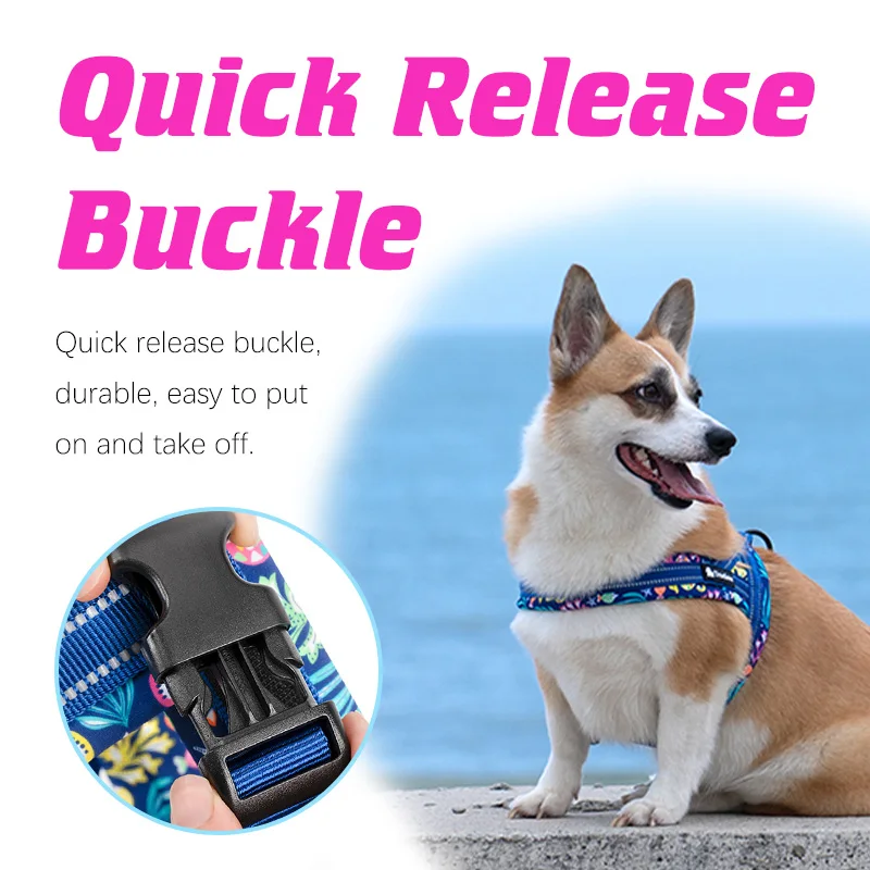 Truelove Adjustable Pet Harness Reflective Dog Chest Vest Lightweight With Quick Release Buckle Soft Handle For Dogs Walking