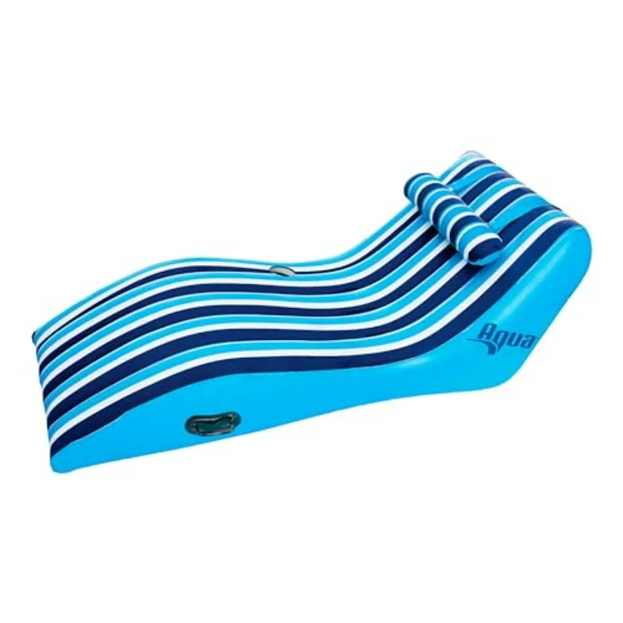 

Pool use, heavy-duty PVC, blue, ultra-comfort floating chair with pillow and lake raft functionality
