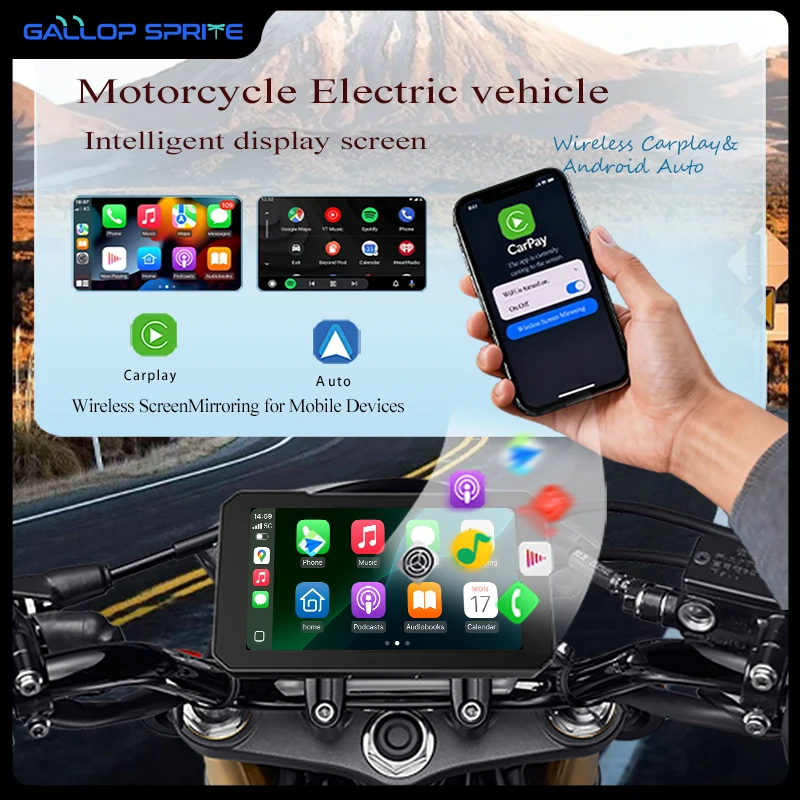 جالوب سبرايت 5 بوصة دراجة نارية نظام تحديد المواقع والملاحة اللاسلكية CarPlay أندرويد السيارات DVR محرك مسجل IP67 مقاوم للماء موتو مراقب