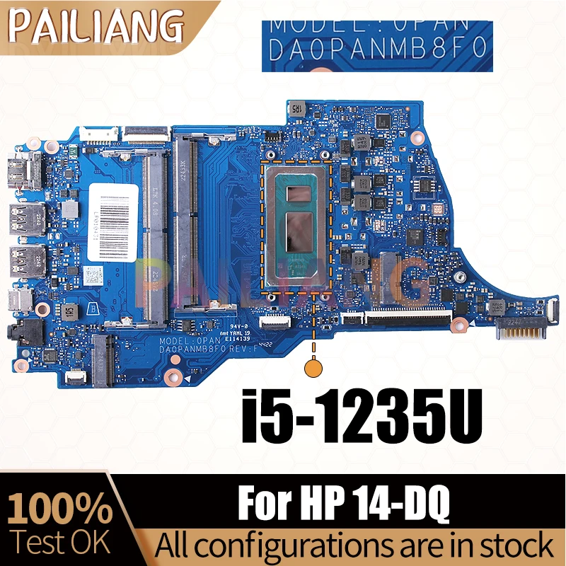 DA0PANMB8F0 For HP 14-DQ Notebook Mainboard SRLFQ i5-1235U Laptop Motherboard DDR4 Full Tested