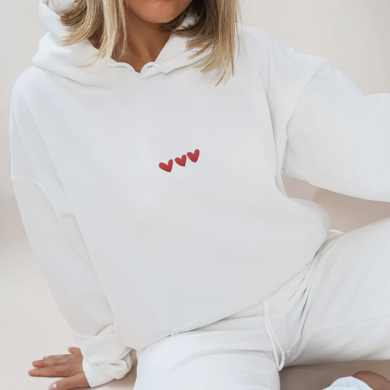 

Embroidered Hearts Hoodie, Valentines Embroidered Hoodie, Hearts Love Sweatshirt, Valentines Hoodie, Holiday Gift