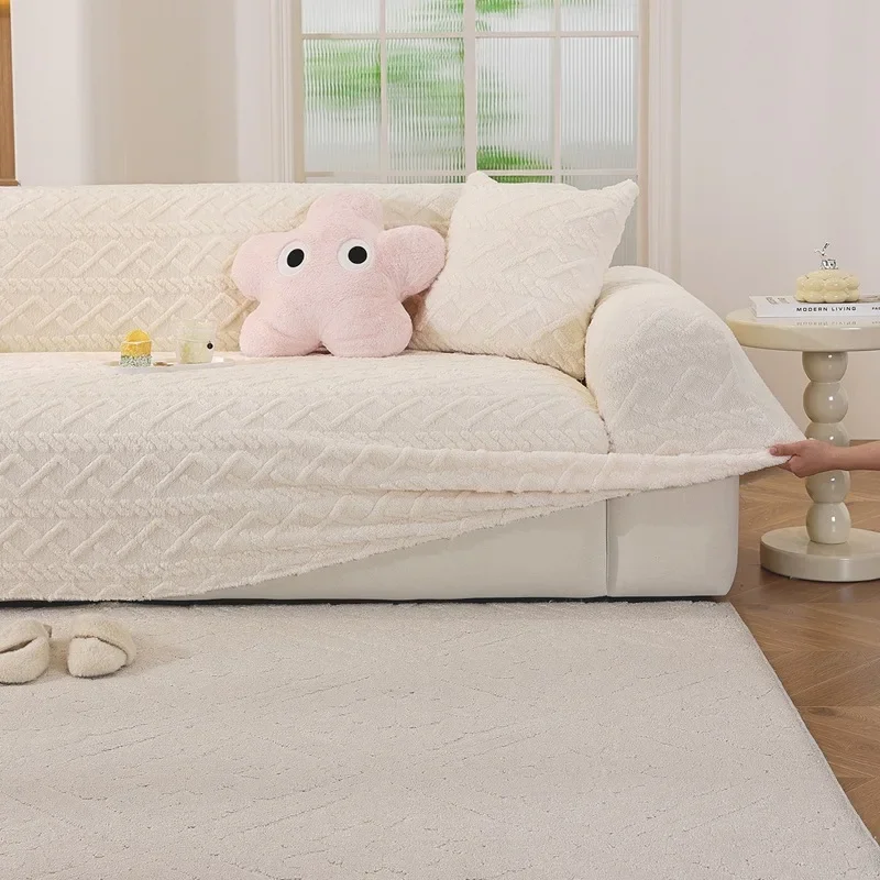 Thick Velvet Plush Sofa Cover for Living Room 1/2/3/4 Seater Elastic L Shaped Corner Armchair Sofa Slipcover Furniture Protector