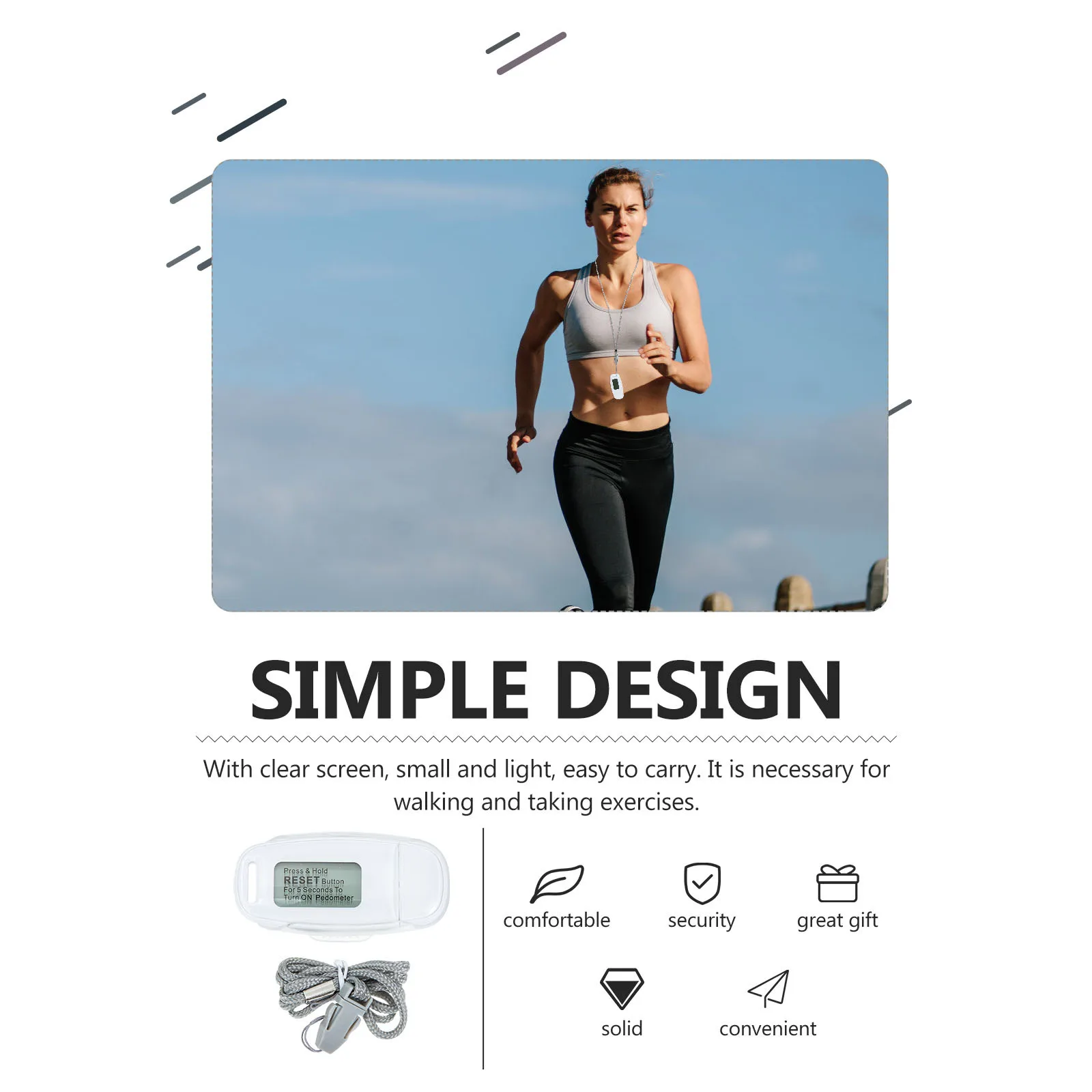 

Pedometer Usb Charging Convenient Running Plastic White Step Counter Basic