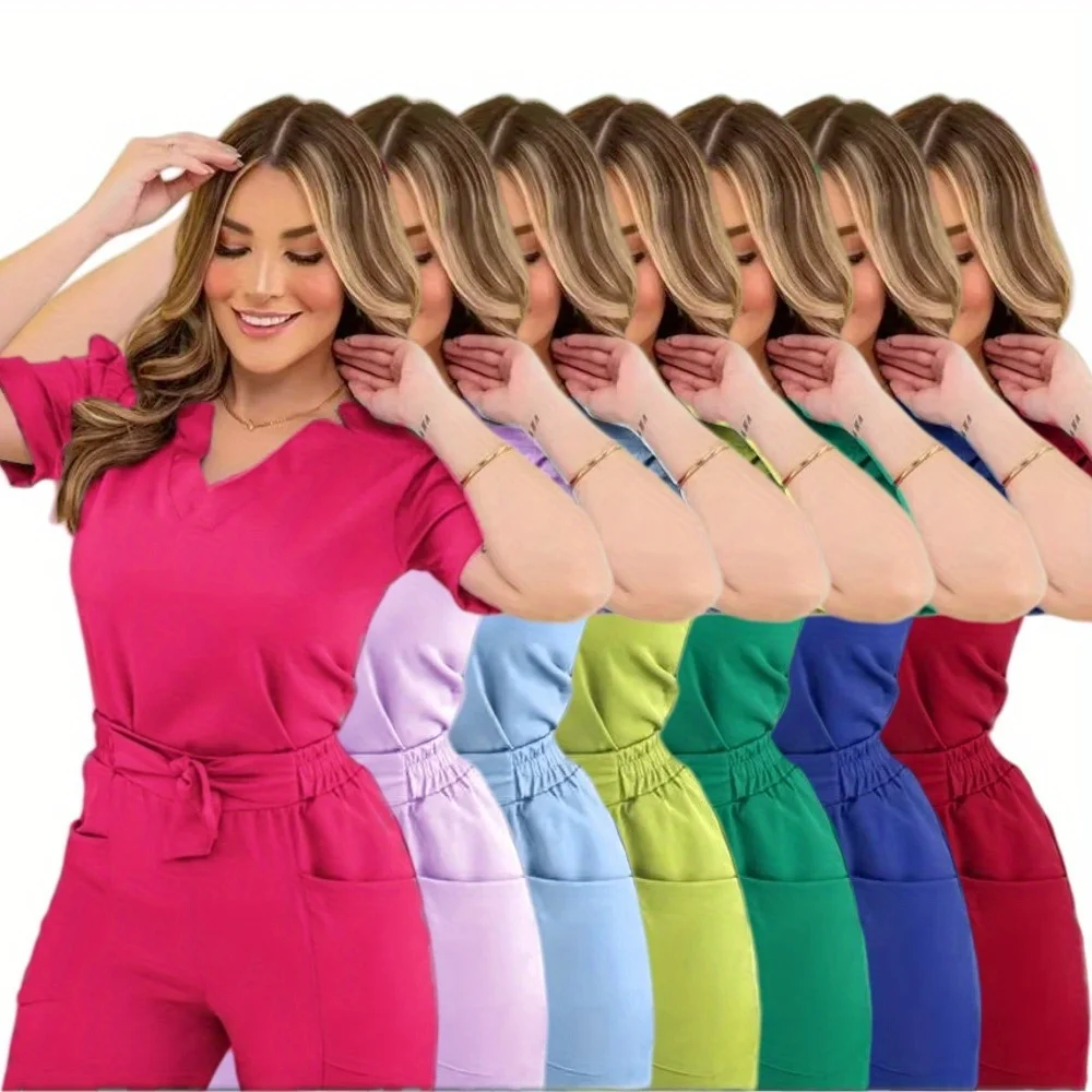 

Scrub Sets: Women's Short-sleeve Scrub Beauty Workwear for Summer, Practical Scrub Suits
