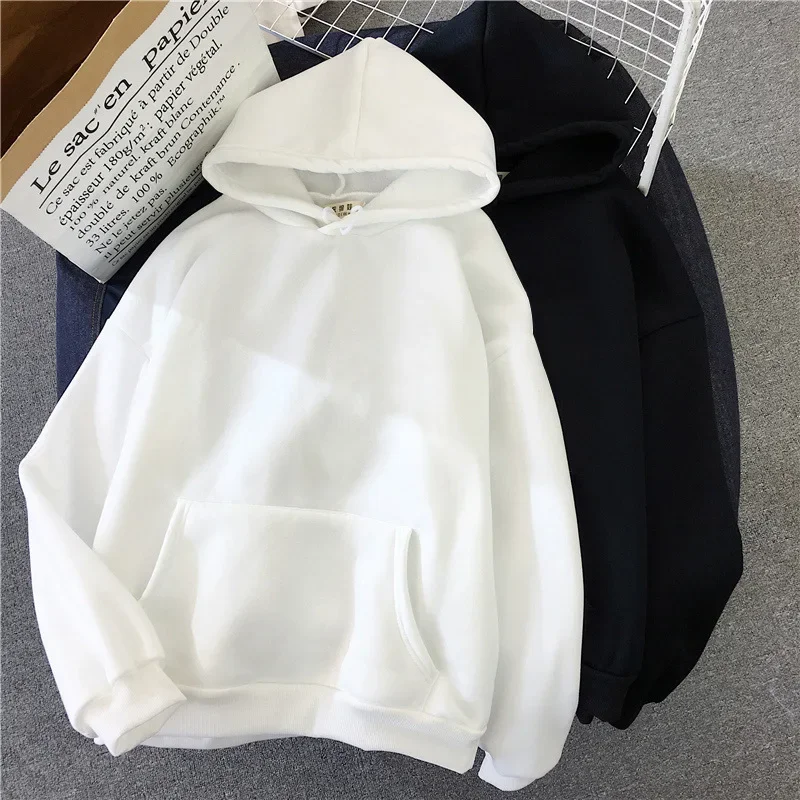 2025Autumn Casual Women's Solid Hoodie Comfortable Strecth Sweatshirts Loose Pocket Warm Clothes Fashion Street Female Pullovers