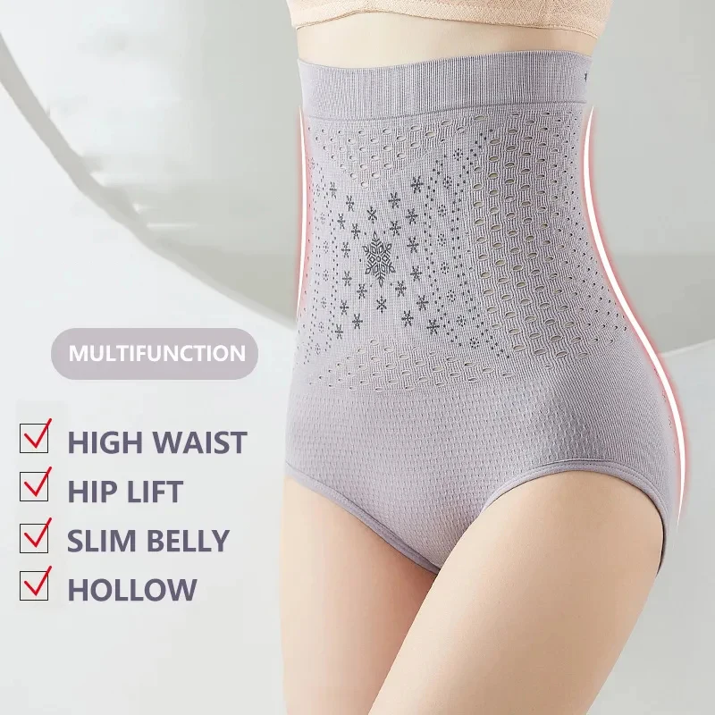 Unique Fiber Restoration Shaper Brief Women Tummy Control Shapewear Hollow Out Fat Burning Slimming High Waist Underwear Panties