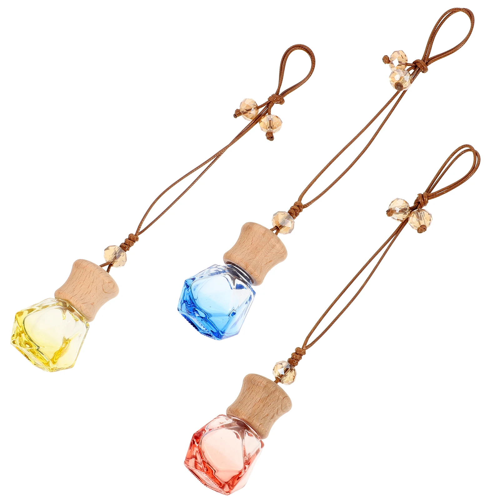 

3pcs Car Perfume Pendant Essential Oil Hanging Bottle Air Fresheners Small Refillable Glass Bottles Empty Aroma Accessories