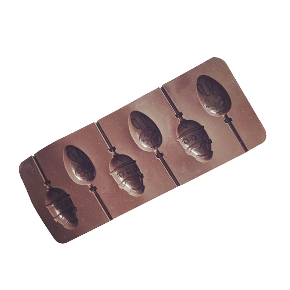 

6 Grids Easter Eggs Rabbit Lollipop Silicone Mold DIY Chocolate Candy Baking Mold Tray for Cookie Gelatin Ice Cube Making