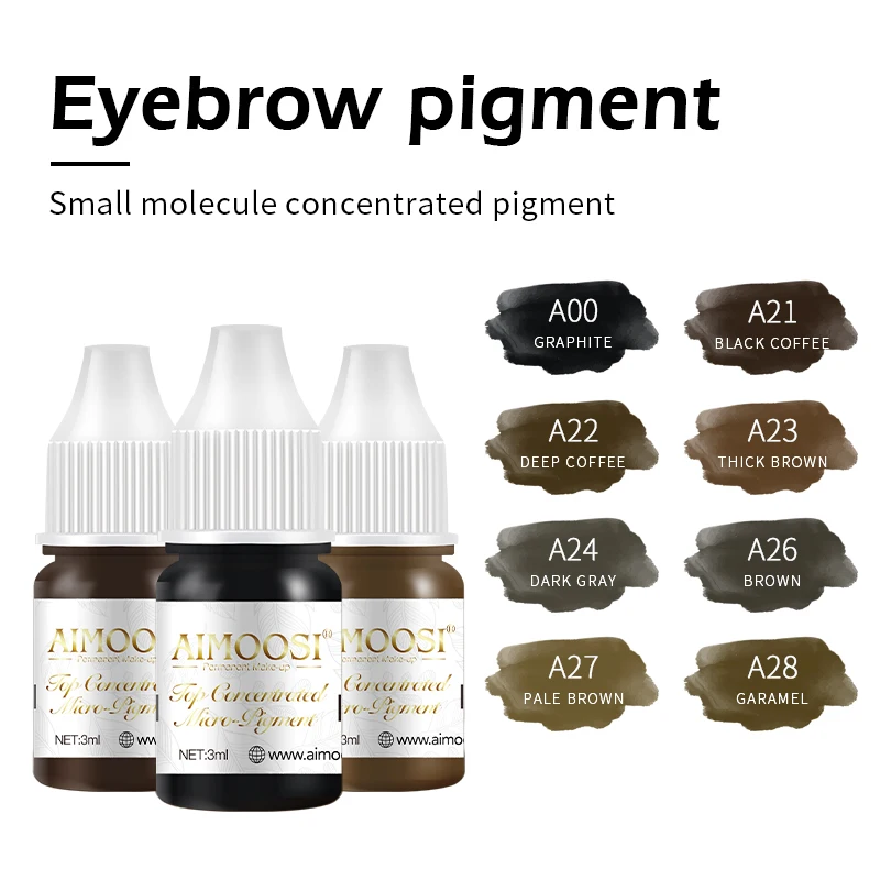 AIMOOSI 3ML Microblading Pigment Organic Plant Nano Molecule Semi-Permanent Ink High Retention Strong Penetration Fast Coloring