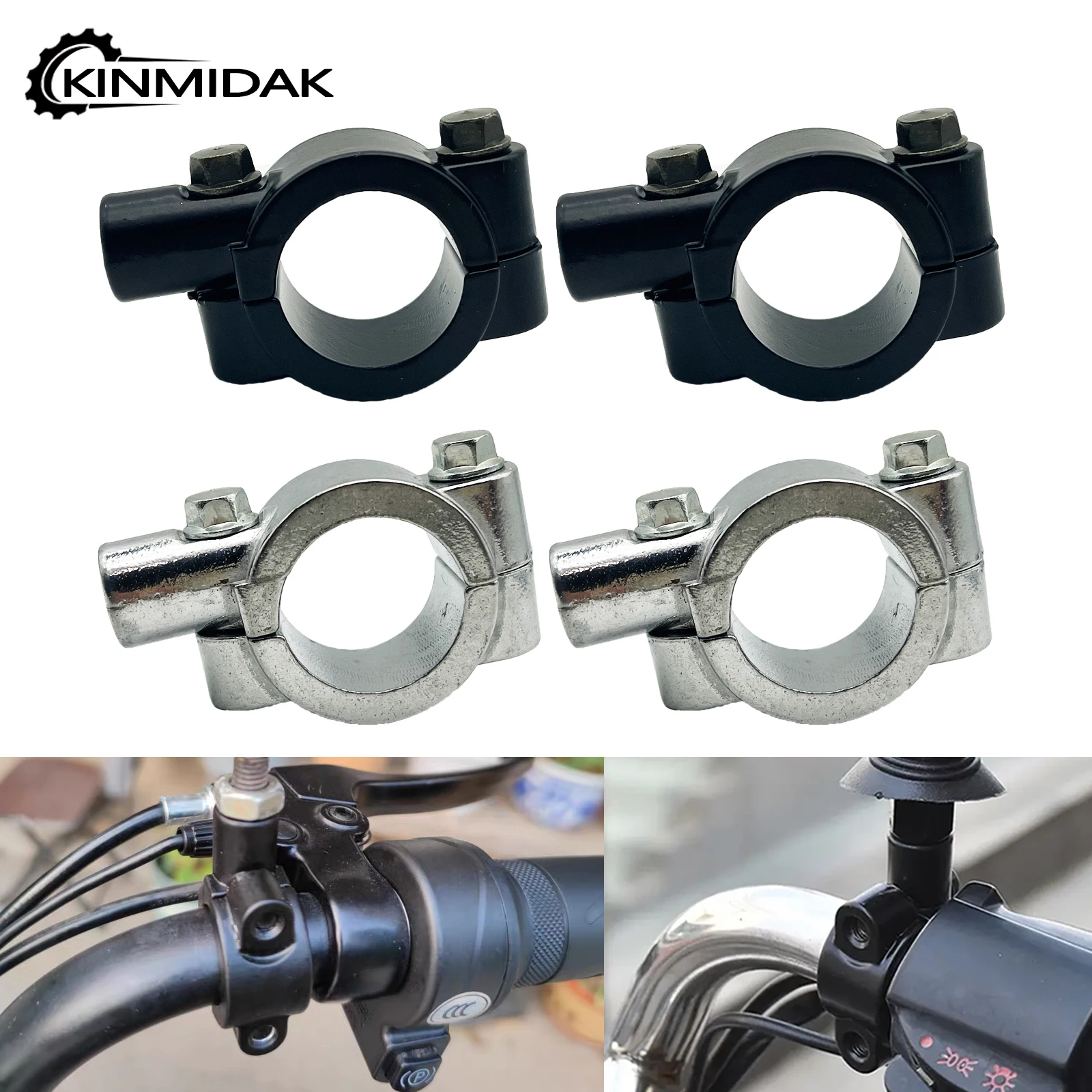 2PCS Black Silver Motorcycle Rearview Handlebar Mirror Mount Holder Adapter Clamp 22mm 10mm 8mm 10mm 25mm Universal For Harley