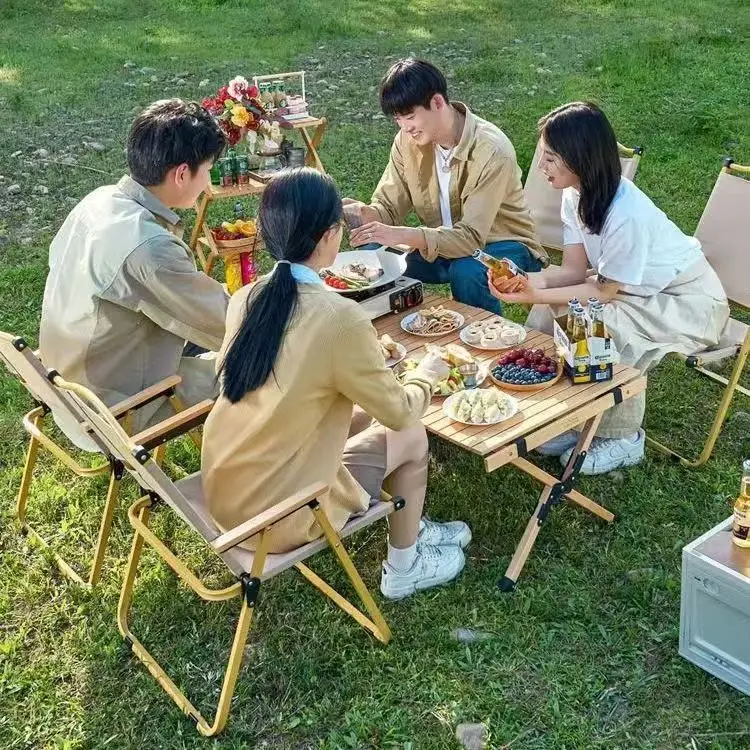 Outdoor table and chair camping set folding chair portable fishing camping egg roll set set