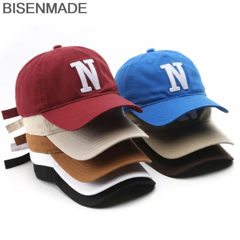 BISENMADE Baseball Cap For Men And Women Fashion Letter N Embroidery Cotton Soft Top Snapback Hat Simple Summer Visors Sun Caps