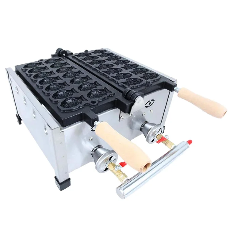 12 Slice Gas Taiyaki Fish Shaped Waffle Cake Machine Nonstick Japanese Pancake Double Pan Bread Dessert Maker Machine Commercial