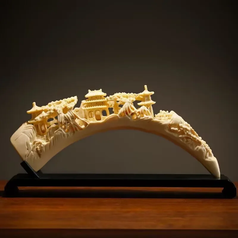 Chinese Imitated Ivory Statue Resin Accessories Items Home Room Sculpture Ornaments Art Store Office Figurines Decoration Crafts