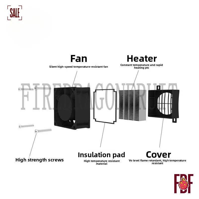 

100W 12V PTC Ceramic HeatingElement Built in Fan Constant Temperature Custom Size 90 60mm IndustrialHeating Equipment