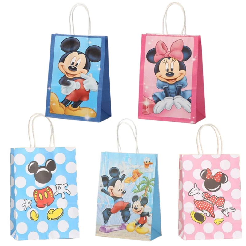 

Disney Mickey Gift Bag Anime Party Kraft Bag Party Paper Candy Treat Goody Bags Snack Packaging Bag Baby Shower Wedding Supplies