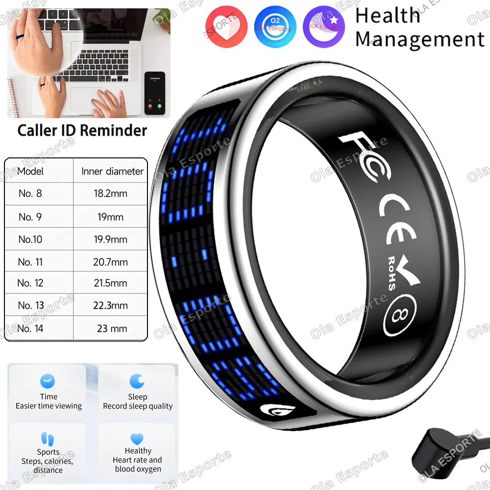2026 Smart Ring Tasbih-Zähler Dynamisches Display Herzfrequenz- und Blutsauerstoffmessung 5ATM Wasserdicht Multi-Sportmodus R12