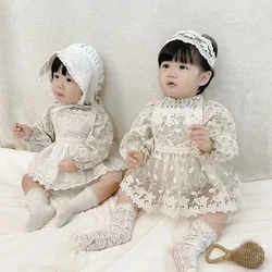 Children Clothing 2024 Spring Autumn New Fashionable Dress Baby Girl Lace Apron Dress Baby Princess Sweet Cute Solid Lace Dress