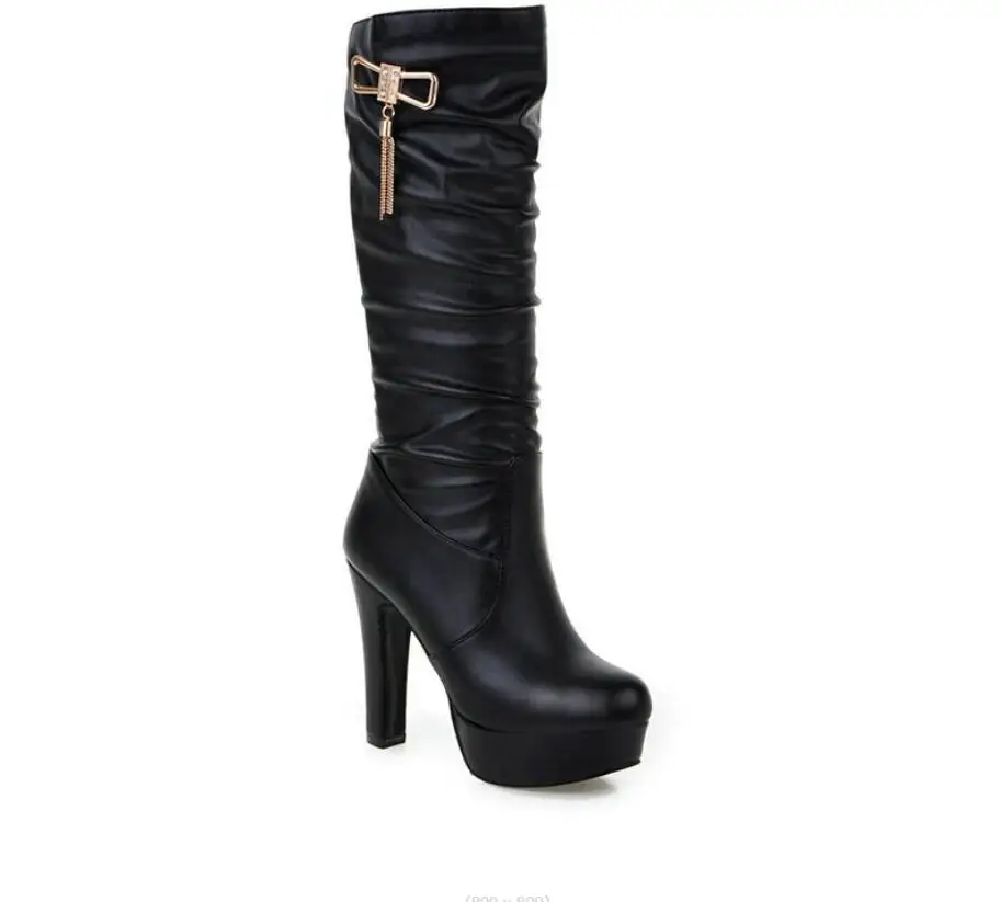 New Autumn Winter Women\'s boots White Knee High Boots Women Comfy Walking Female Western High heeled knight boots Shoes Large si