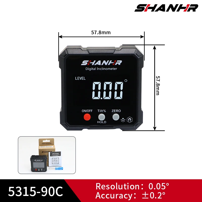 SHANHR Nieuwe Hoek Gradenboog 360 Graden Mini Elektronische Digitale Gradenboog Inclinometer Hoekzoeker Gauge Meetdoos