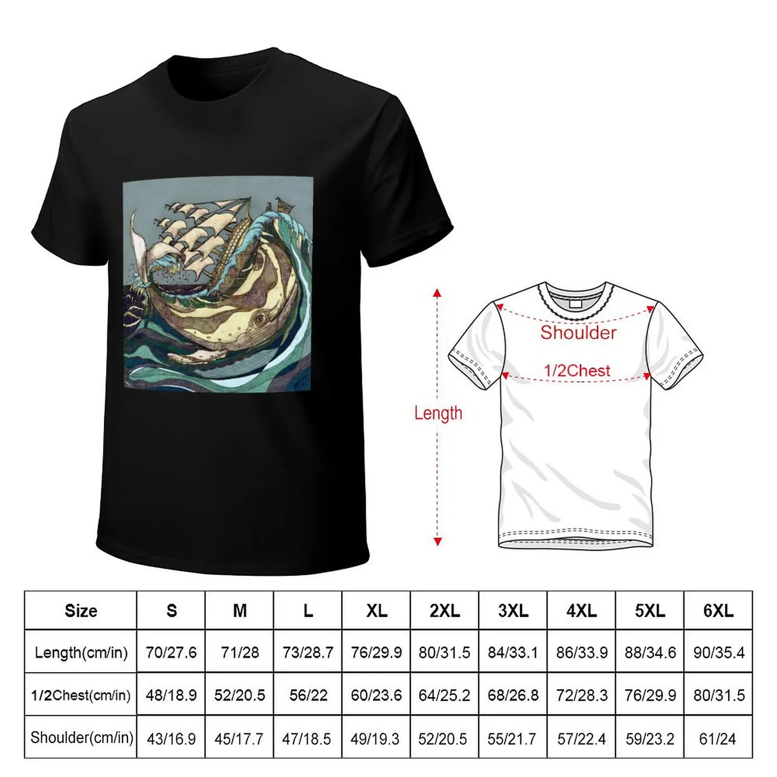 Leviathan Strikes - Whale, Sea and Sailing Ship T-Shirt custom t shirt customizeds shirts graphic plain black t shirts men