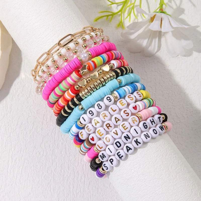 

14pcs Taylor Friendship Bracelet Swift TS Clay Beads Music Album Collection Friendship Bracelets for Eras Tour Fans Lover