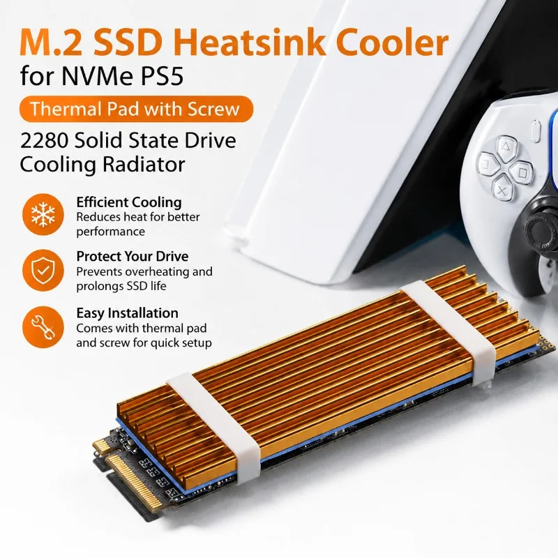 2280 M.2 NVMe SSD Heatsink Cooling Radiator Thermal Conductive Silicone Pad with Mount Screws Heat Dissipation Kit for M.2 Solid