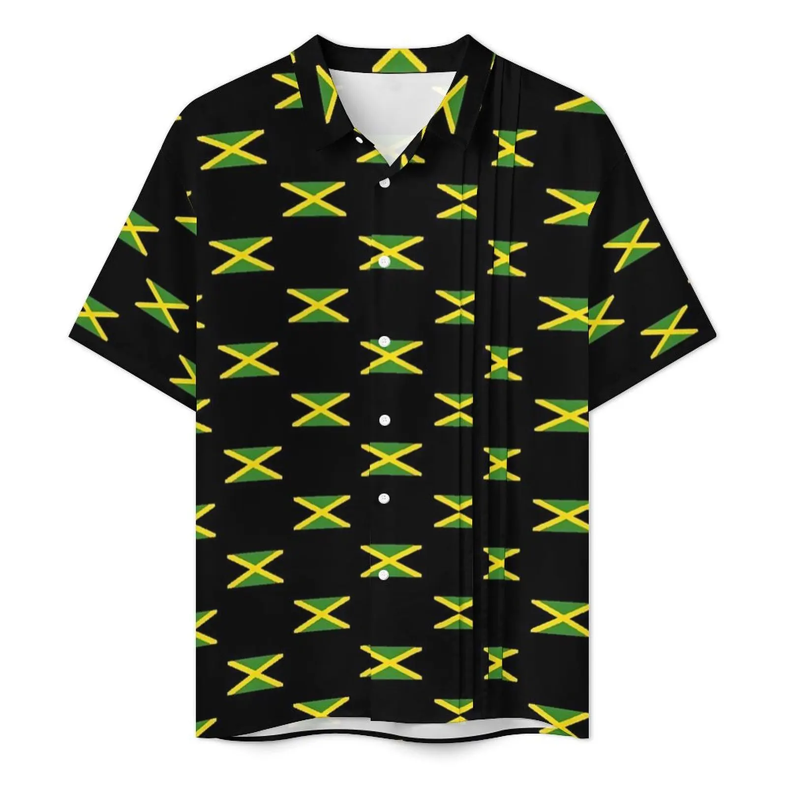 Hawaiian Shirt Beach Jamaican Flag Blouses Jamaica Fashion Elegant Casual Shirts Men Short Sleeve Fashion Oversized Clothes