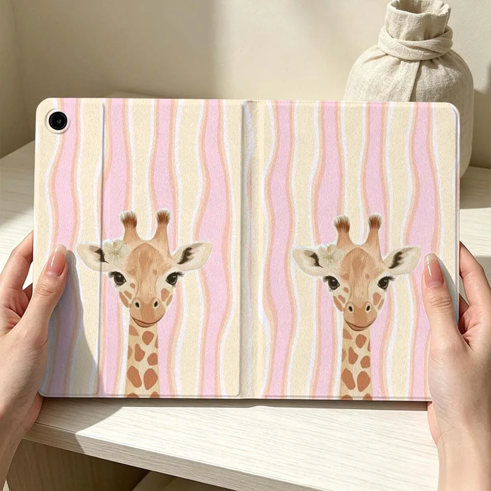 Striped Giraffe Soft Pen Tray Tablet Case For Samsung Galaxy Tab S11 S10 S9 S8 S7 S6 A11 A9 A8 A7 Lite FE Plus