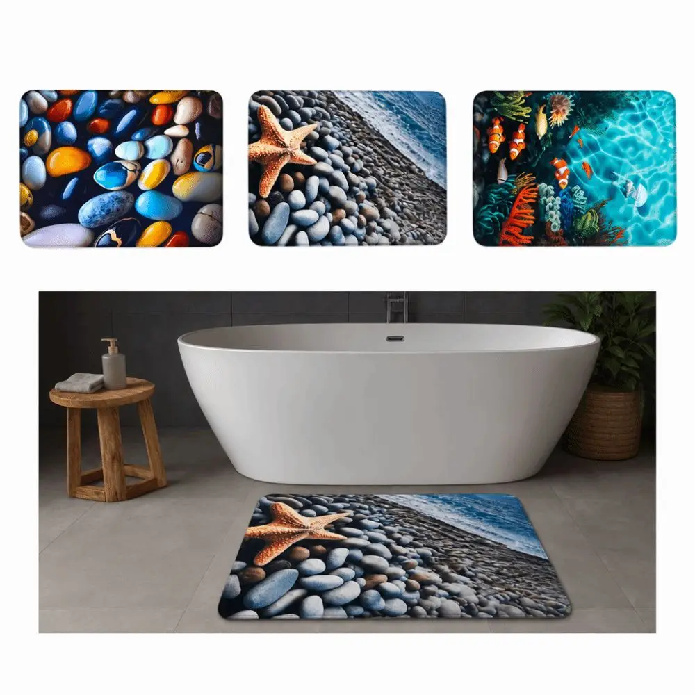 Elegant Non Slip Bath Mat Quick Dry Low Profile Bathroom Floor Mat Washable Water Absorbent Bathroom Mat Bathtub Area