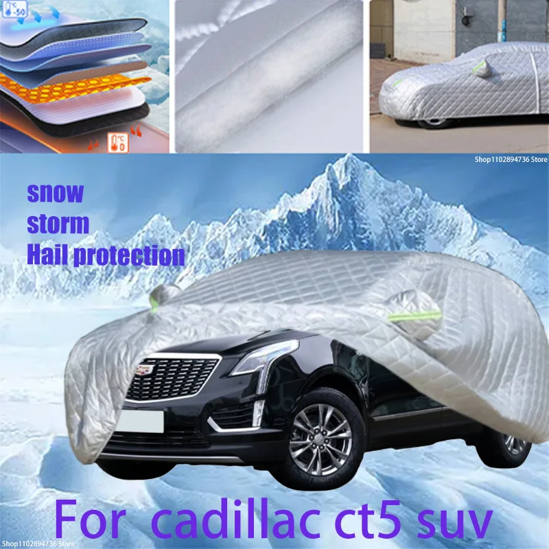 

For cadillac ct5 suv Outdoor Cotton Thickened Awning For Car Anti Hail Protection Snow Covers Sunshade Waterproof Dustproof