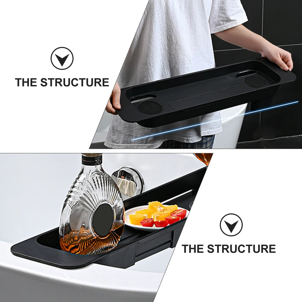

1pc Premium Plastic Bath Tub Caddy Adjustable Storage For Cellphones Tablets Towels Shower Essentials