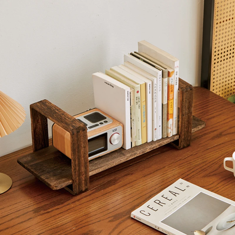 Estantería de escritorio baja, organizador de almacenamiento, estantería de libros de diseño estético moderno de madera, estantería de lujo, muebles de estilo chino