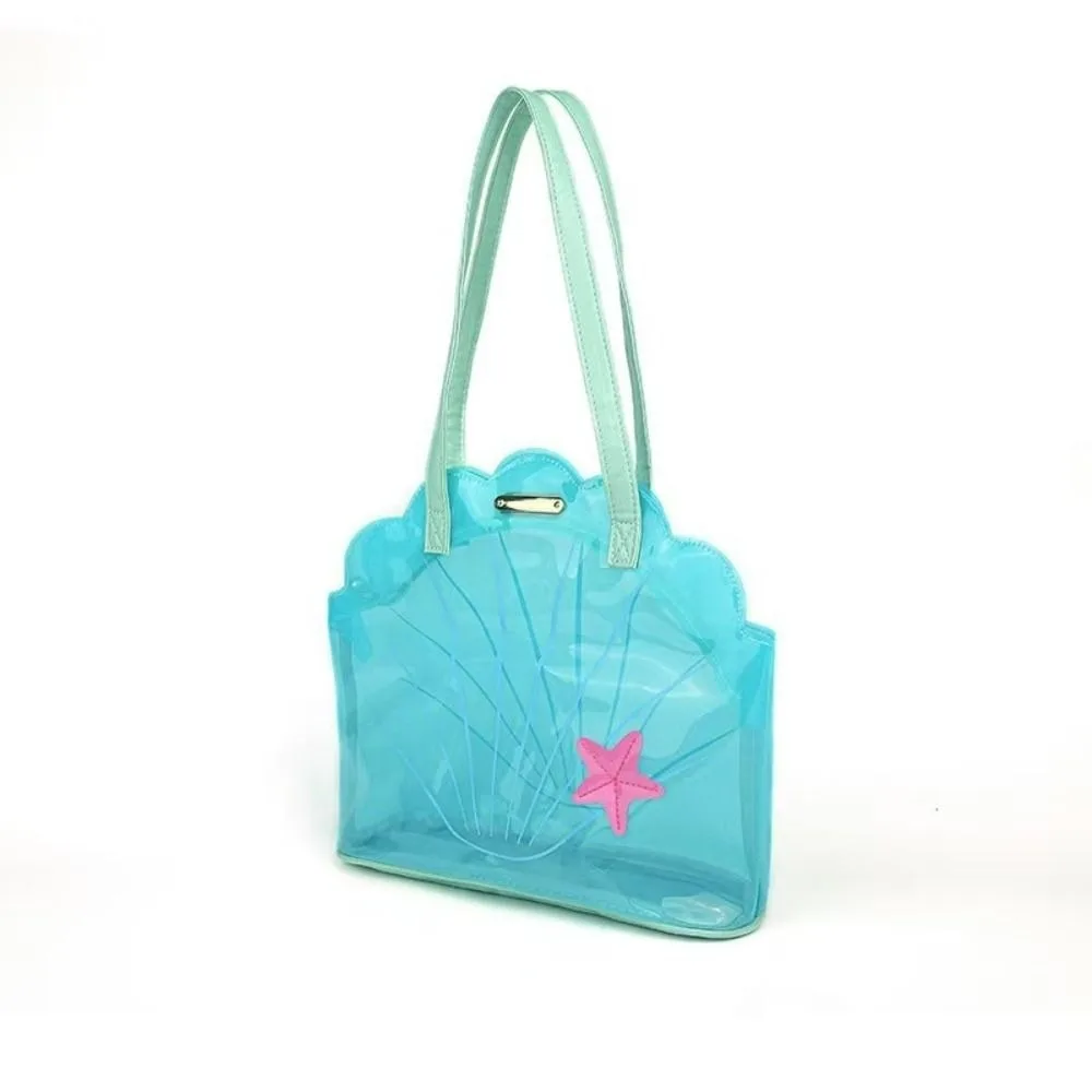 

Simple Kawaii PVC Transparent Shell Bag Waterproof Portable Beach Shoulder Bag Star Shoulder Pouch Jelly Handbags Summer