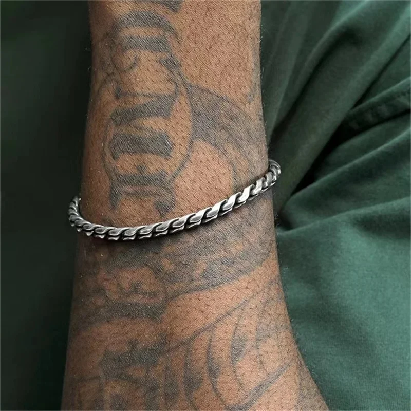 5mm Retro Men 316 Stainless Steel Bracelet Hip Hop S Alloy Fashion Jewelry Adjustable Unisex Punk Hipster Roll HandDrop shipping