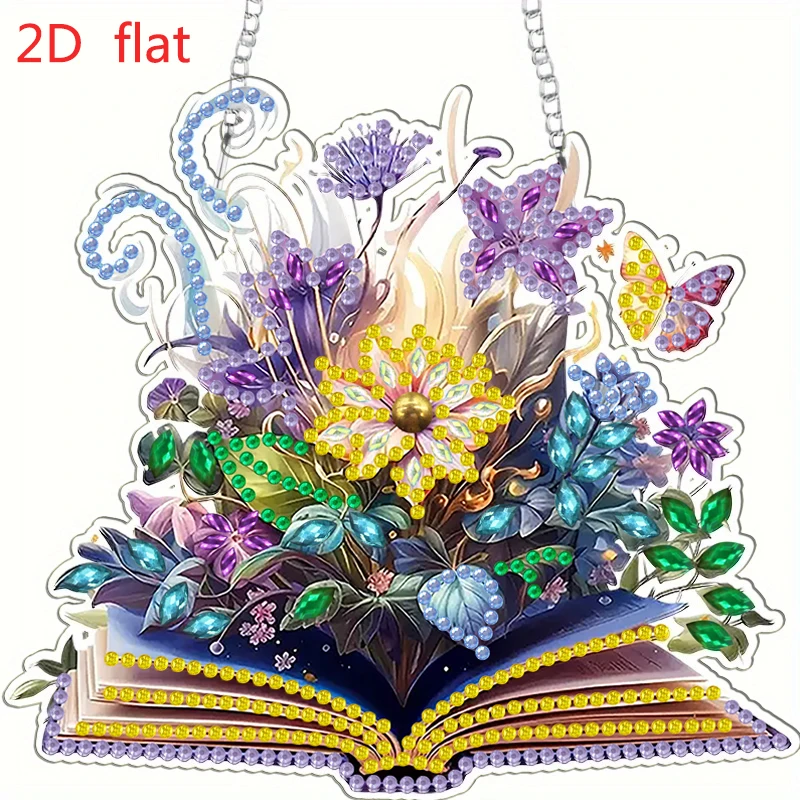 2D book butterfly graphic design DIY diamond painting set pendant, irregular crystal diamonds, holiday handmade pendant, suitab