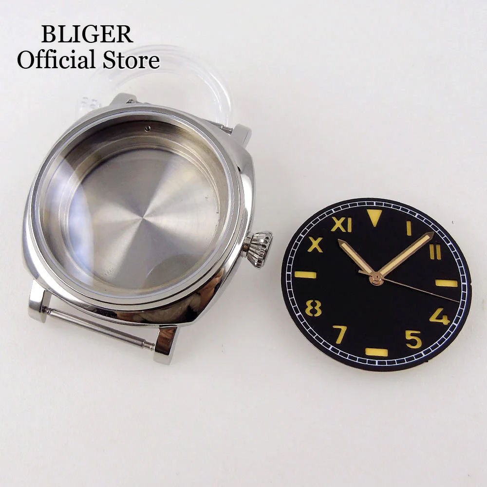 Silver Diver 42mm Square Watch Case fit NH35A NH36A Polish Bezel Sapphire Crystal California Dial Watch Part