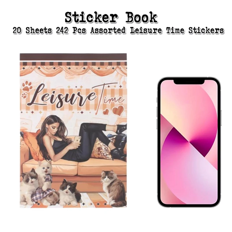 หนังสือสติกเกอร์วารสารเวลาว่างสําหรับอุปกรณ์ขยะ Journaling, 20 Pe-Cut PET, เทป Washi และสติกเกอร์กระดาษหัตถกรรม