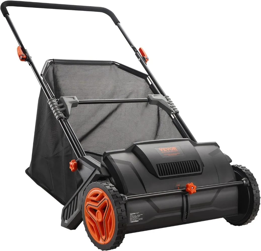 

Push Lawn Sweeper 21-inch Leaf & Grass Collector, Strong Rubber Wheels & Heavy Duty Thickened Steel Durable To Use