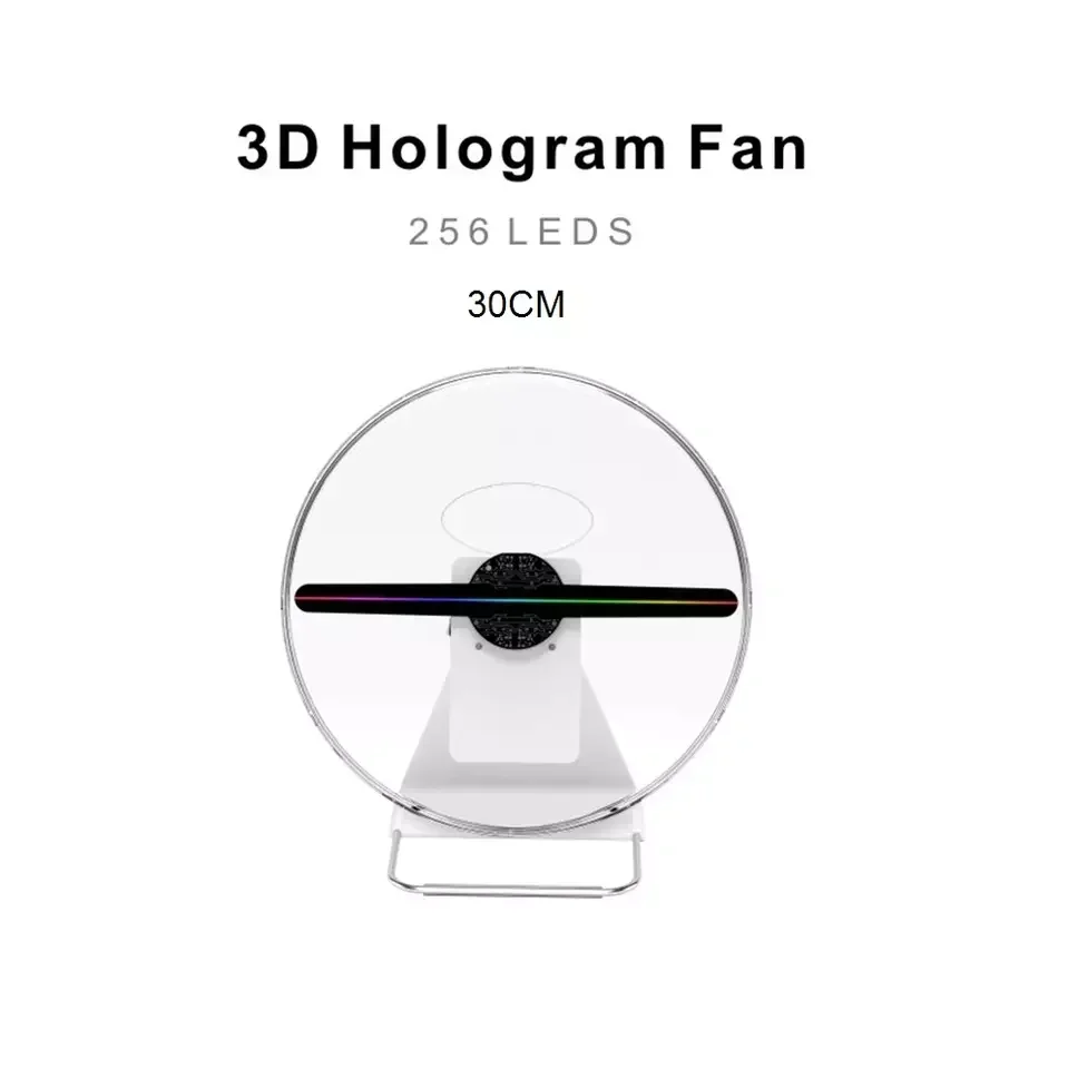 Kipas Hologram iklan 3D 30Cm, dengan cangkang kipas 3D, proyektor Hologram Hologram Hologram kipas Led, tampilan Hologram 3D