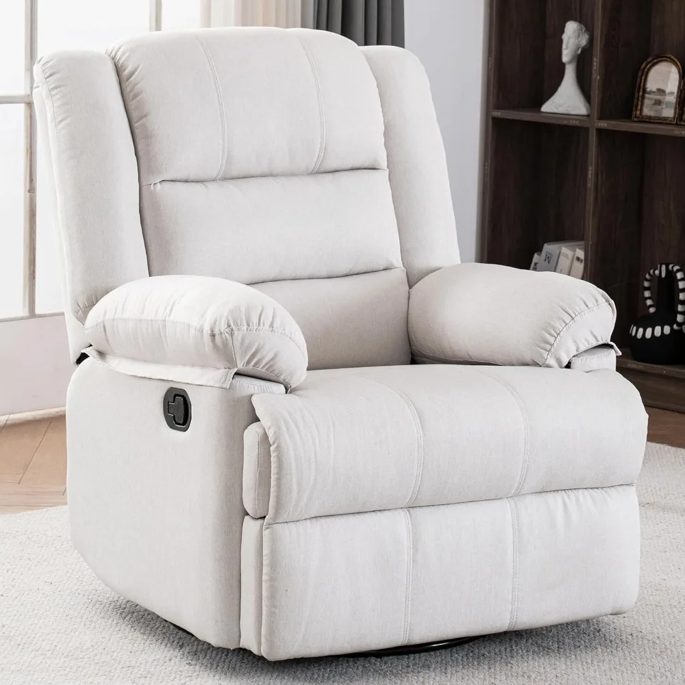

Swivel Rocking Recliner Chair for Adults, Overstuffed Manual Rocker Nursery Recliner Glider, Reclining Single Sofa Chair