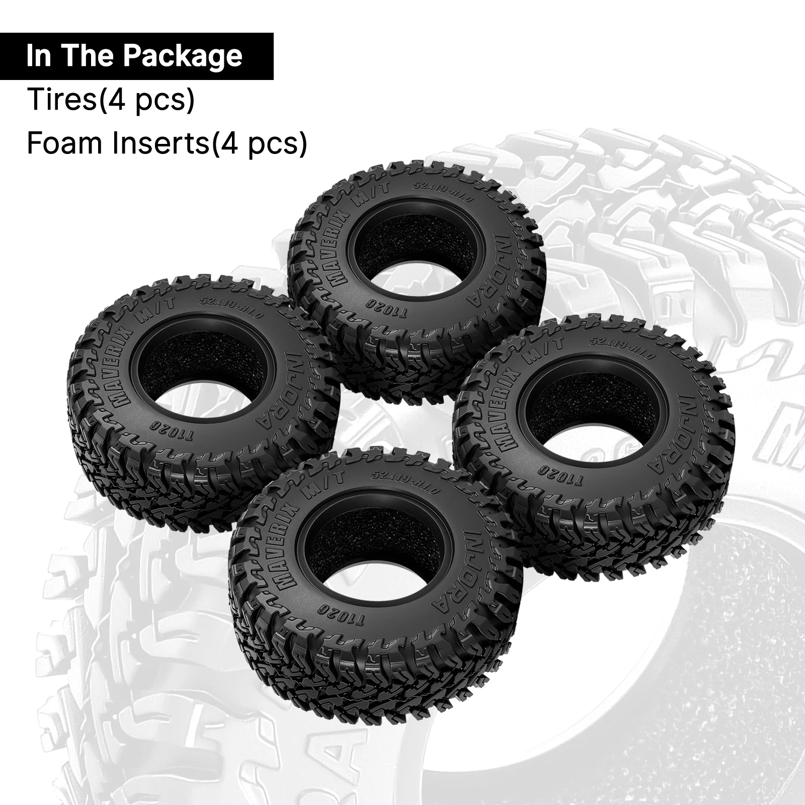 INJORA 52*19mm 1,0" MAVERIX M/T Reifen für 1/18 1/24 RC Crawler (T1026) – Detail 8