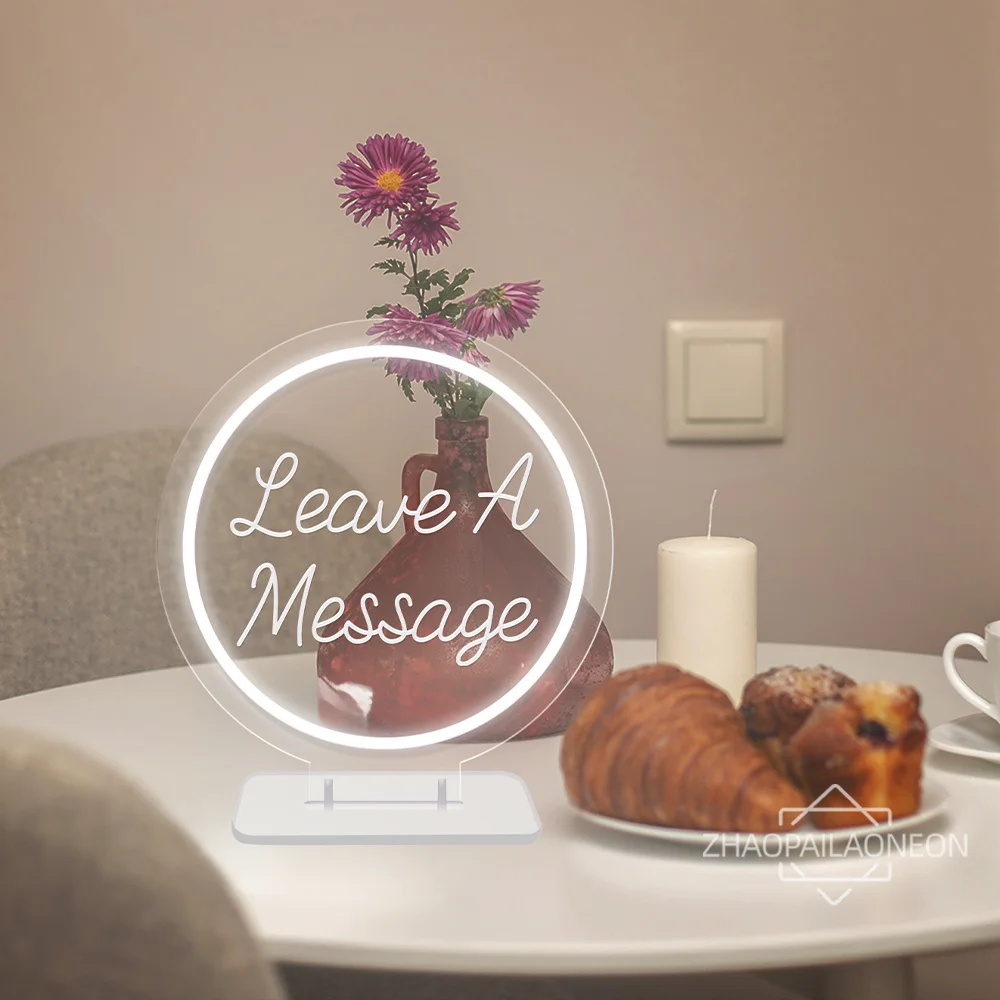 Leave A Message Neon Sign Engrave Personal Custom-tailor LED Lights Wedding Room Decoration Coffee Bar Sign Wall Hanging Decors